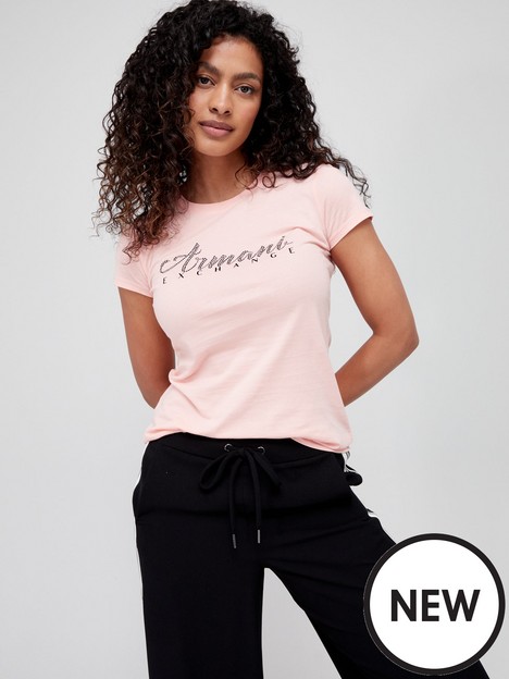 armani-exchange-script-logo-t-shirt-pink
