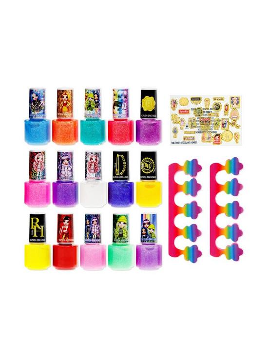 back image of rainbow-high-15-pack-nail-polish-with-toe-spacers