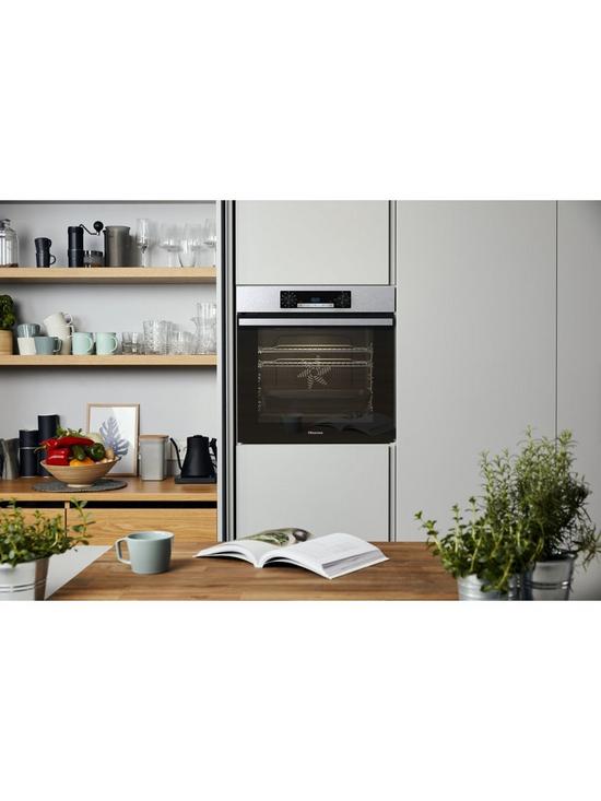 stillFront image of hisense-bi62212axuk-single-oven-77l-with-steam-clean-function--stainless-steel