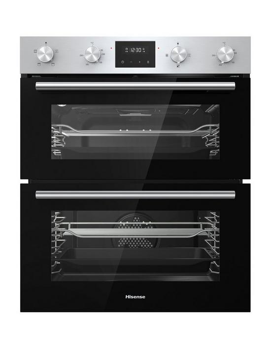 front image of hisense-bid75211xuk-built-under-double-oven-stainless-steel