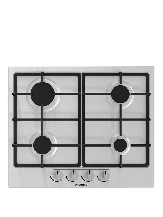 front image of hisense-gm643xf-gas-hob-with-4-cooking-zonesnbsp60cm-widthnbspcast-iron-grillsnbsp--stainless-steel