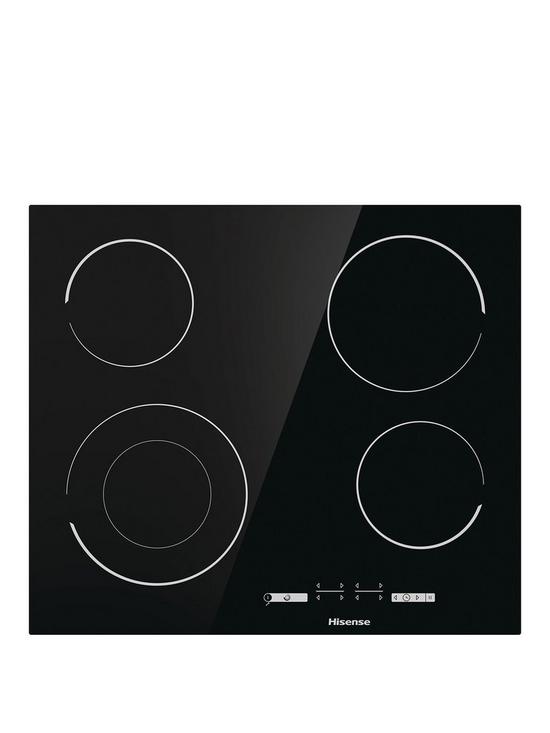 front image of hisense-e6432c-60cm-wide-ceramic-hob-black