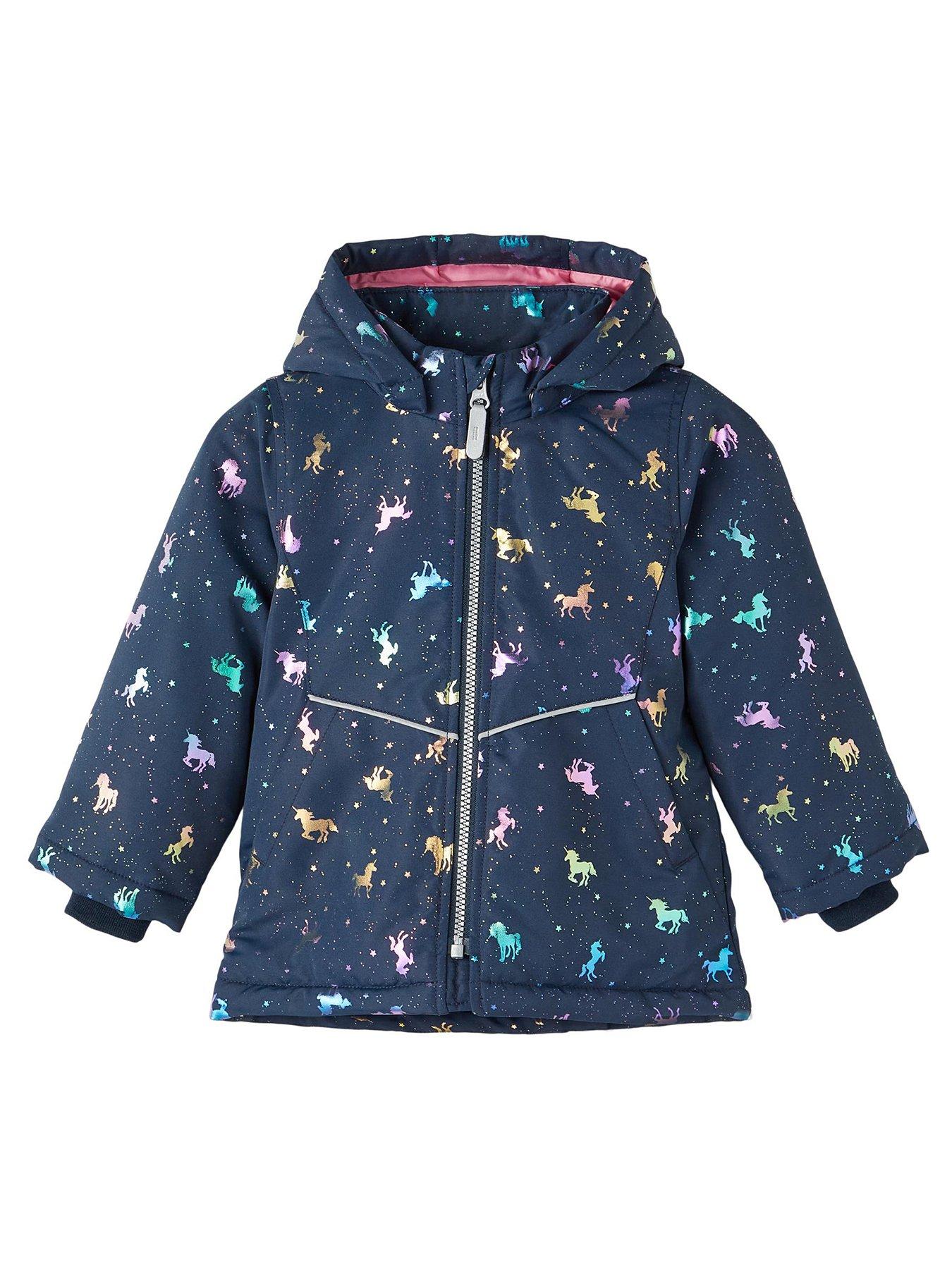  image of name-it-mini-girls-unicorn-foil-jacket-dark-sapphire