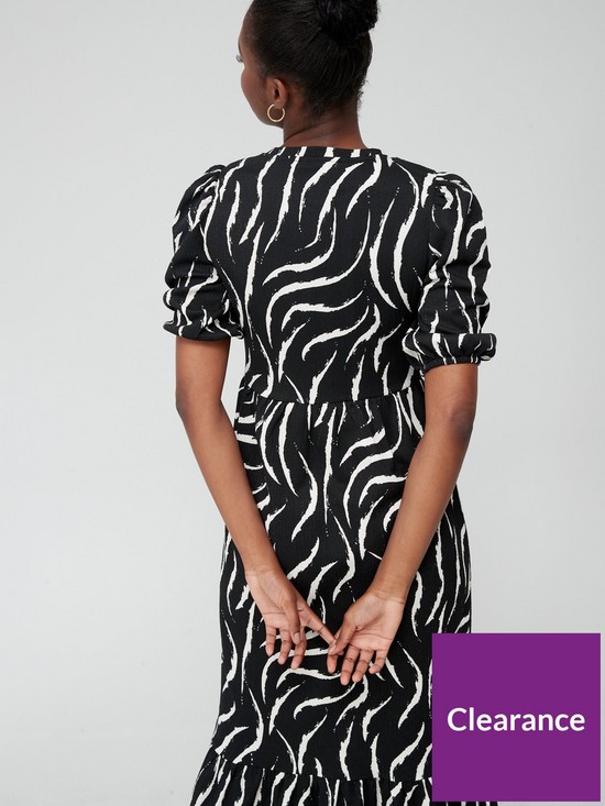 stillFront image of v-by-very-puff-sleeve-tiered-midi-dress-mono