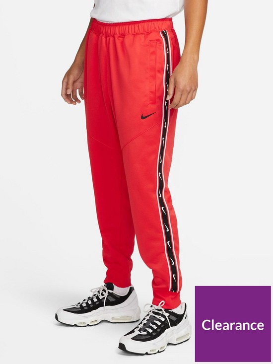 front image of nike-nswnbsprepeat-poly-knit-double-crest-zip-jogger-redblacknbsp