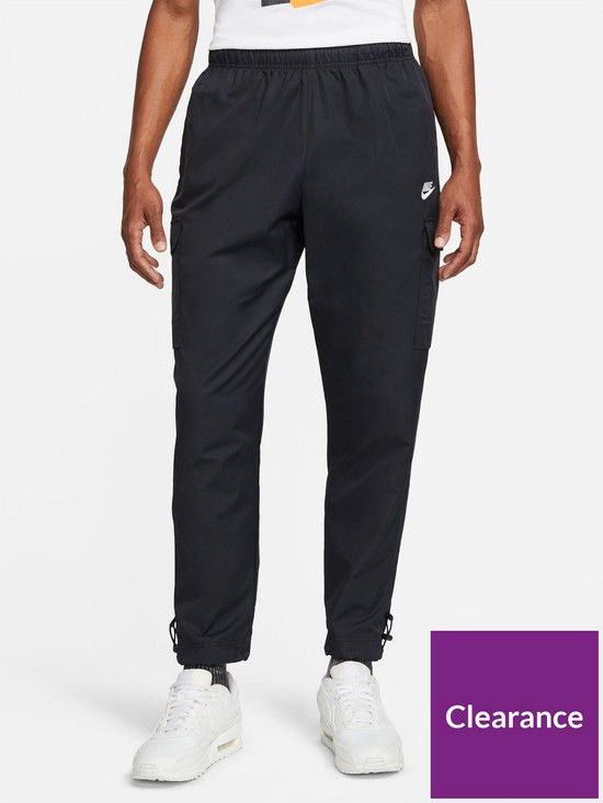 front image of nike-nsw-repeat-swoosh-woven-jogger-blackwhite