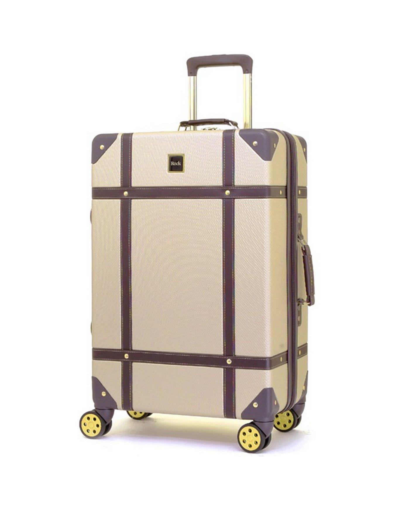 undefined Vintage 8 Wheel Retro Style Hardshell Medium Suitcase - Gold