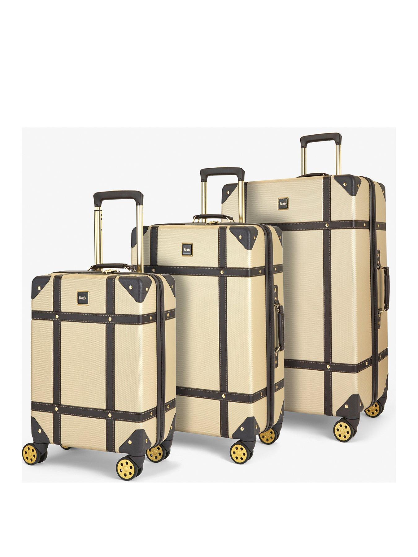 undefined Vintage 3 Piece Set Hardshell Retro Style 8 Wheel Spinner - Gold
