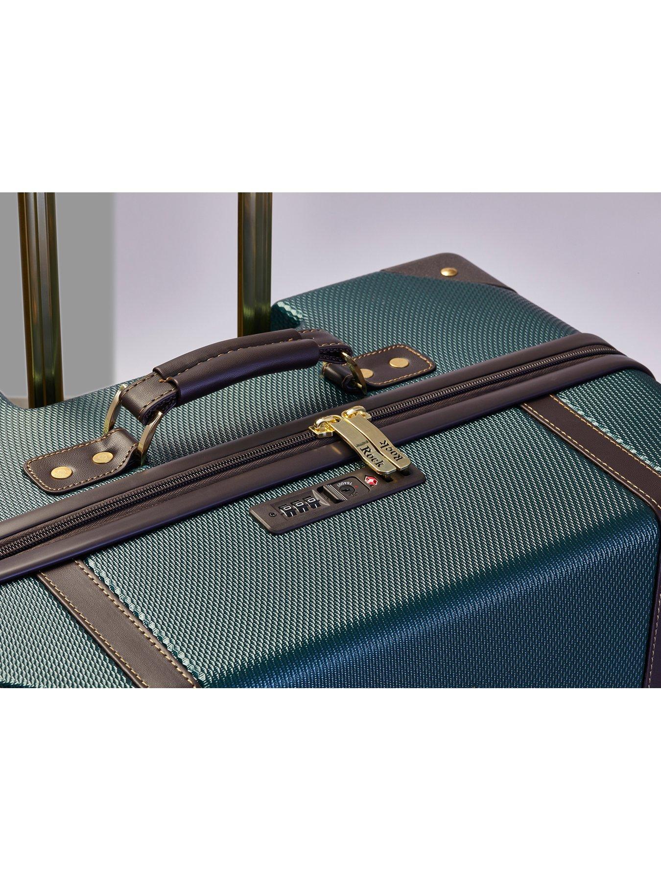  image of rock-luggage-vintage-8-wheel-retro-style-hardshell-medium-suitcase-emerald-green