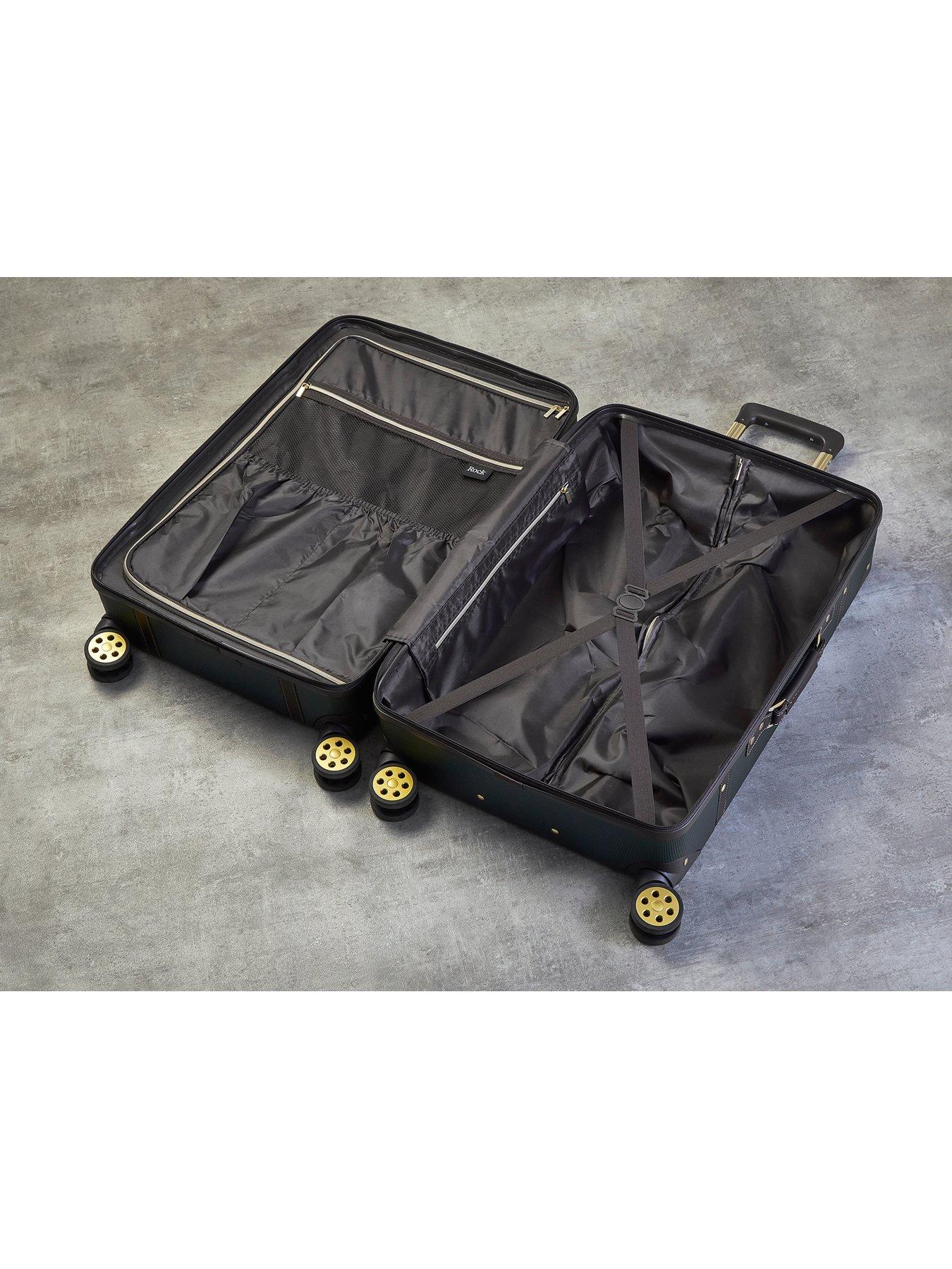  image of rock-luggage-vintage-8-wheel-retro-style-hardshell-medium-suitcase-emerald-green