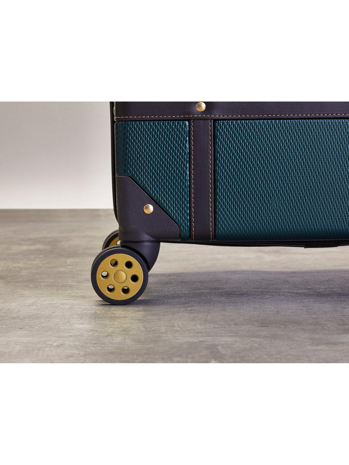  image of rock-luggage-vintage-8-wheel-retro-style-hardshell-medium-suitcase-emerald-green