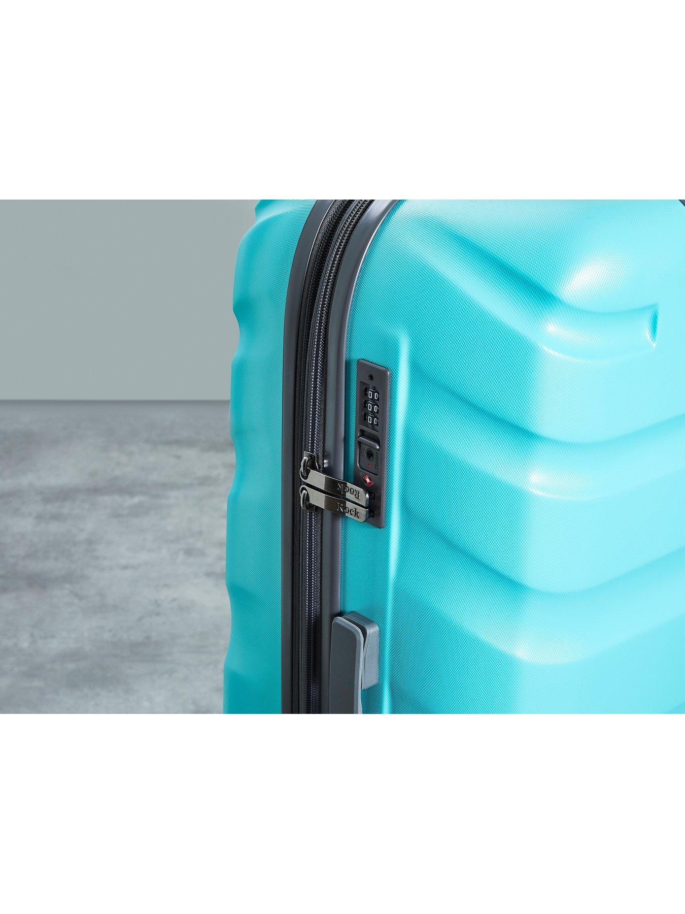  image of rock-luggage-bali-8-wheel-hardshell-cabin-suitcase-turquoise