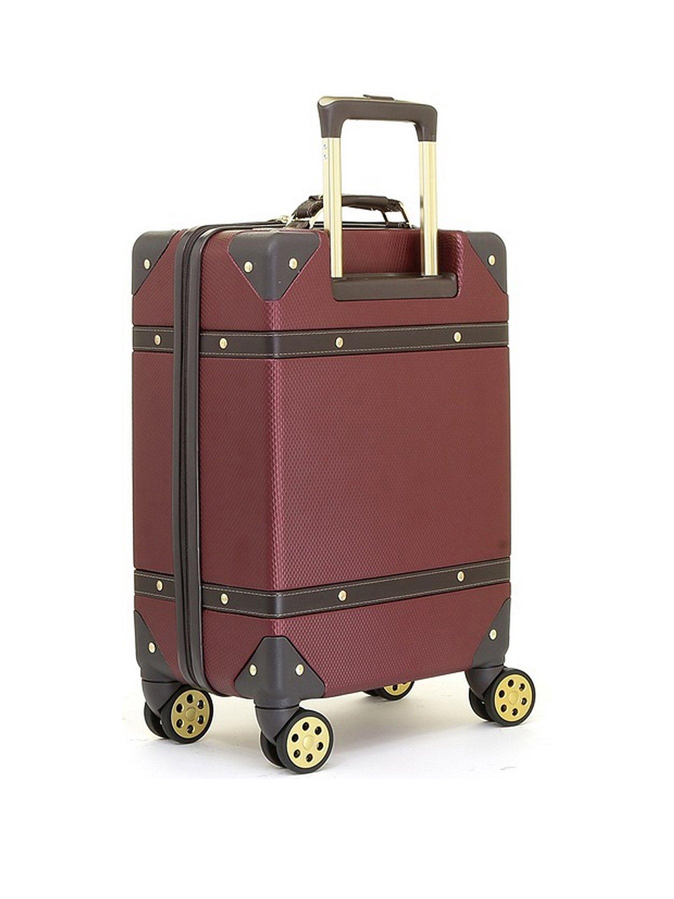  image of rock-luggage-vintage-8-wheel-retro-style-hardshell-cabin-suitcase-burgundy
