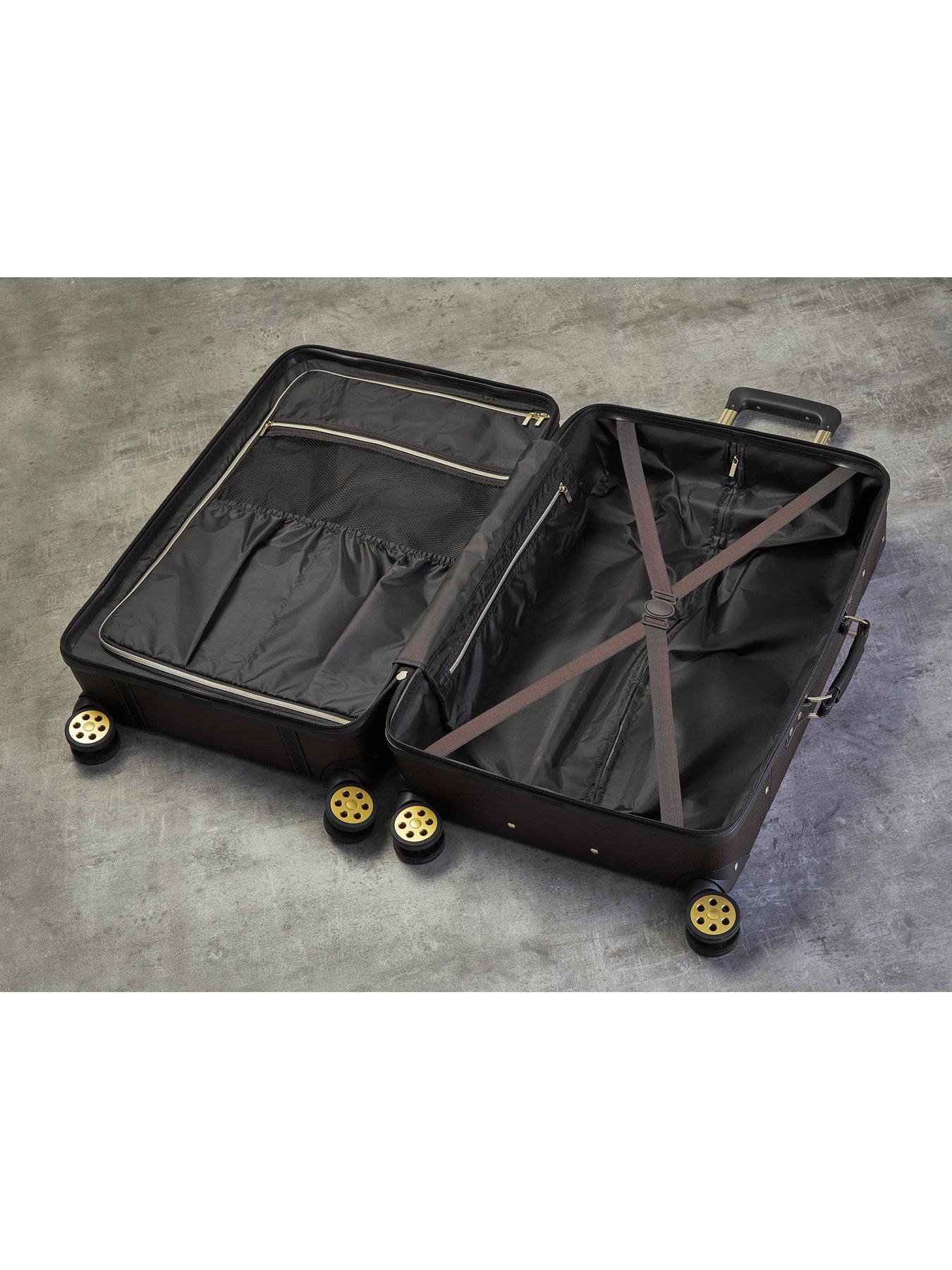 Image 5 of 7 of Rock Luggage Vintage 8 Wheel Retro Style Hardshell Medium Suitcase - Burgundy