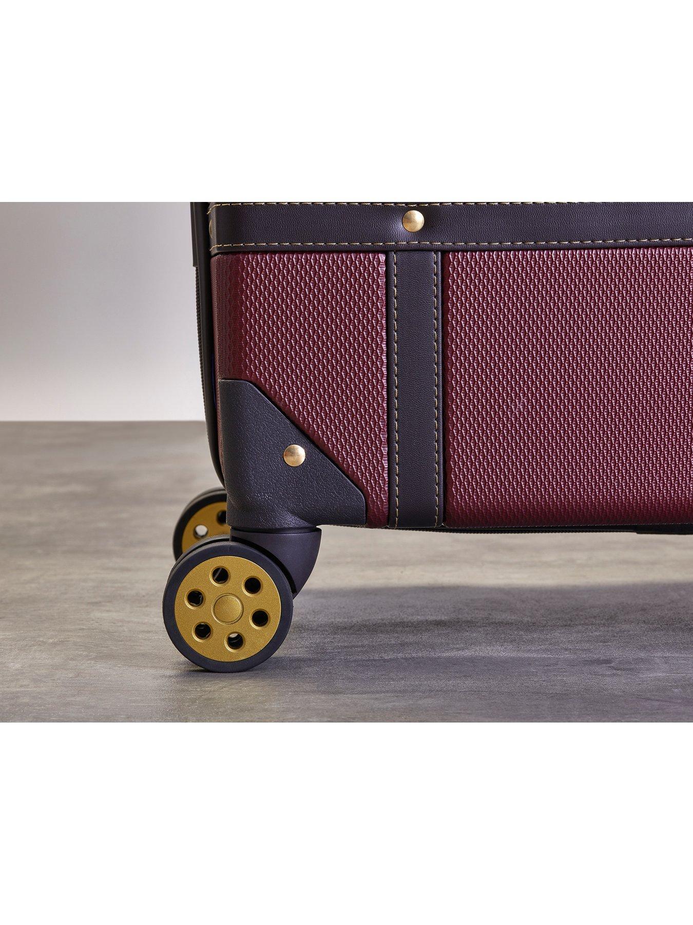 Image 6 of 7 of Rock Luggage Vintage 8 Wheel Retro Style Hardshell Medium Suitcase - Burgundy
