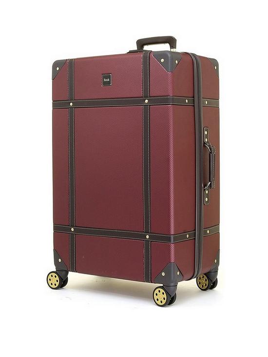 front image of rock-luggage-vintage-8-wheel-retro-style-hardshell-large-suitcase-burgundy