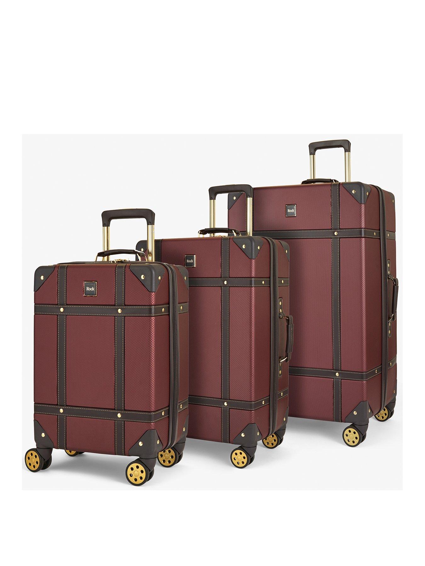 undefined Vintage 3 Piece Set Hardshell Retro Style 8 Wheel Spinner - Burgundy