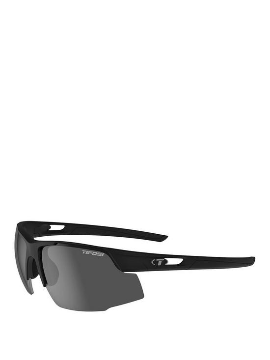front image of tifosi-centus-matte-black-golf-sunglasses