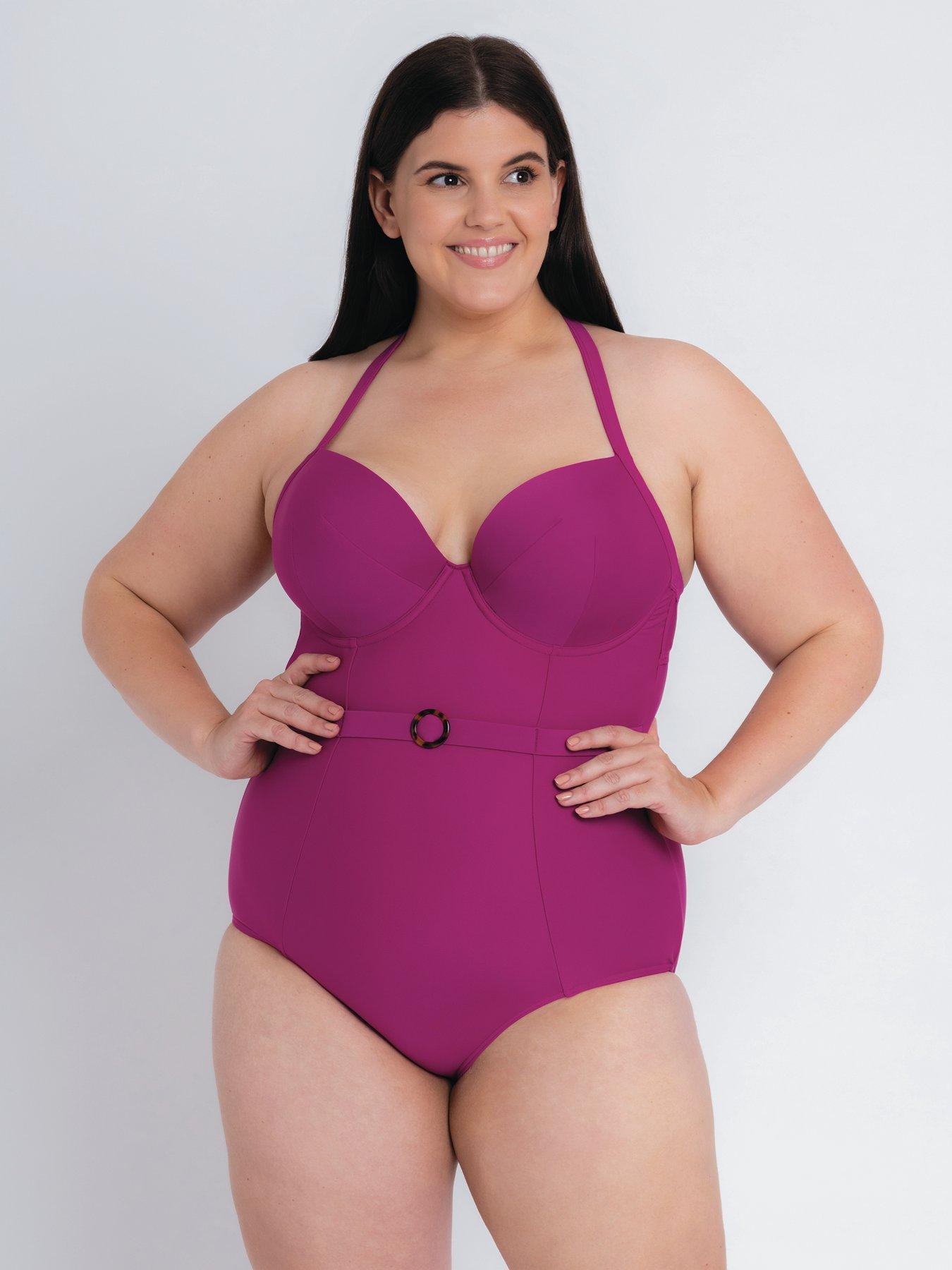 undefined Retro Sun Halter Neck Swimsuit - Orchid
