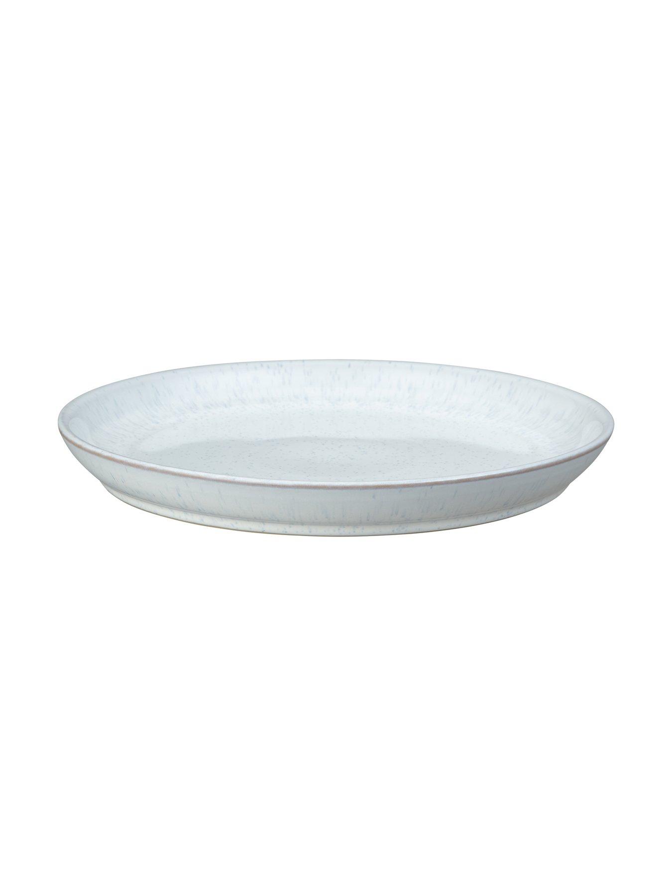  image of denby-white-speckle-set-of-4-coupe-dinner-plates