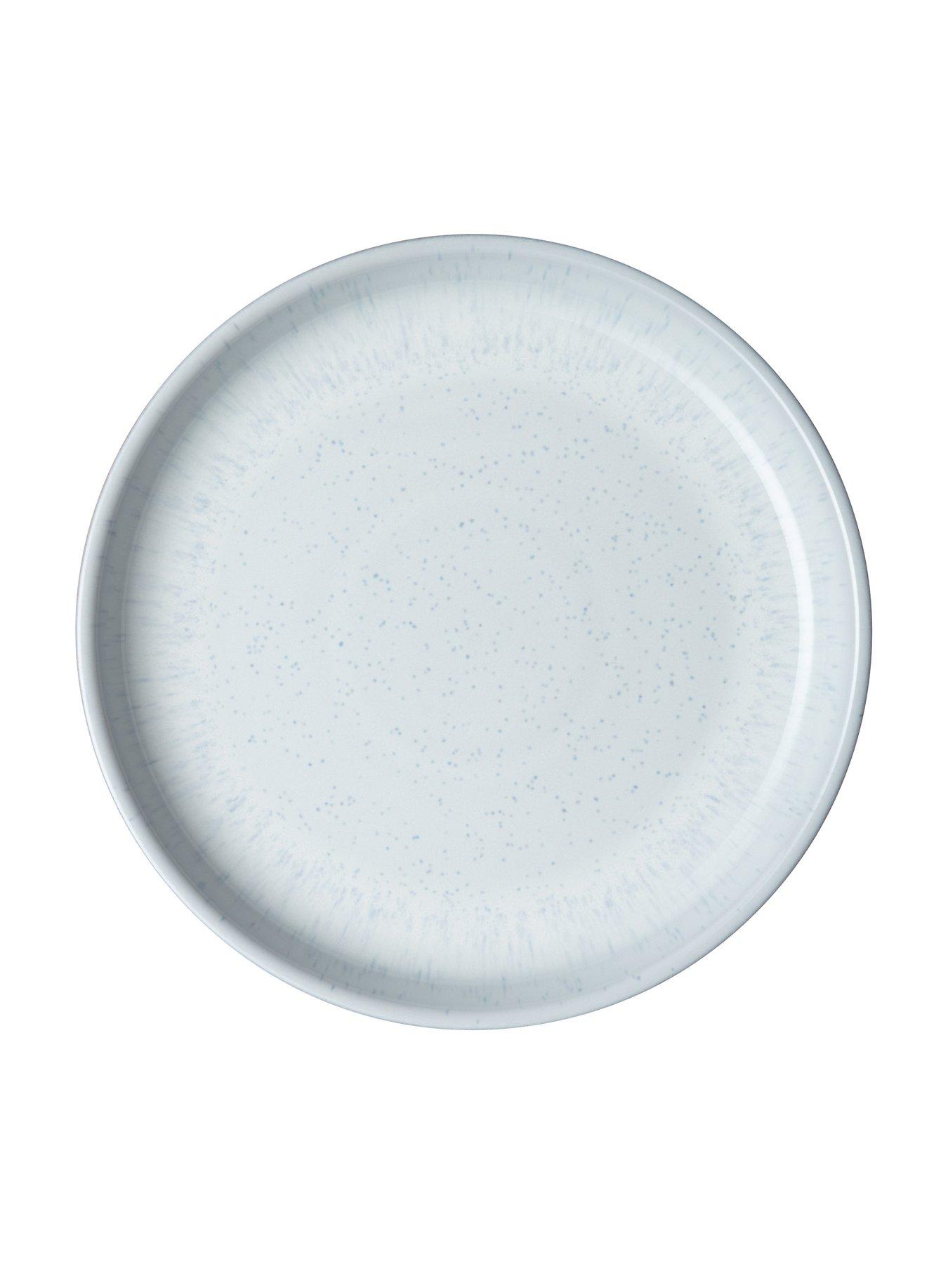  image of denby-white-speckle-set-of-4-coupe-dinner-plates