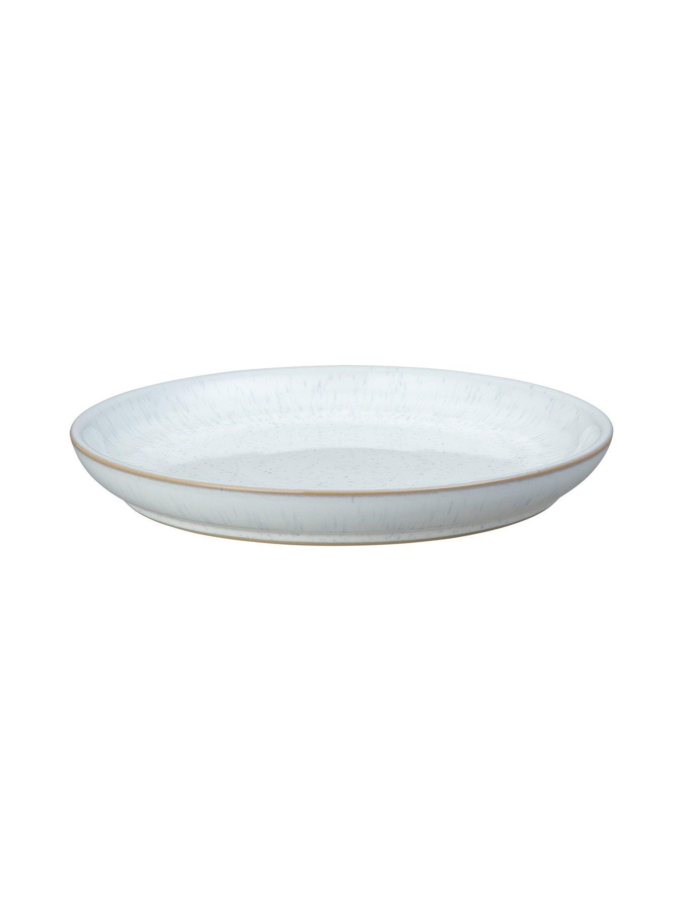  image of denby-white-speckle-set-of-4-coupe-medium-plates