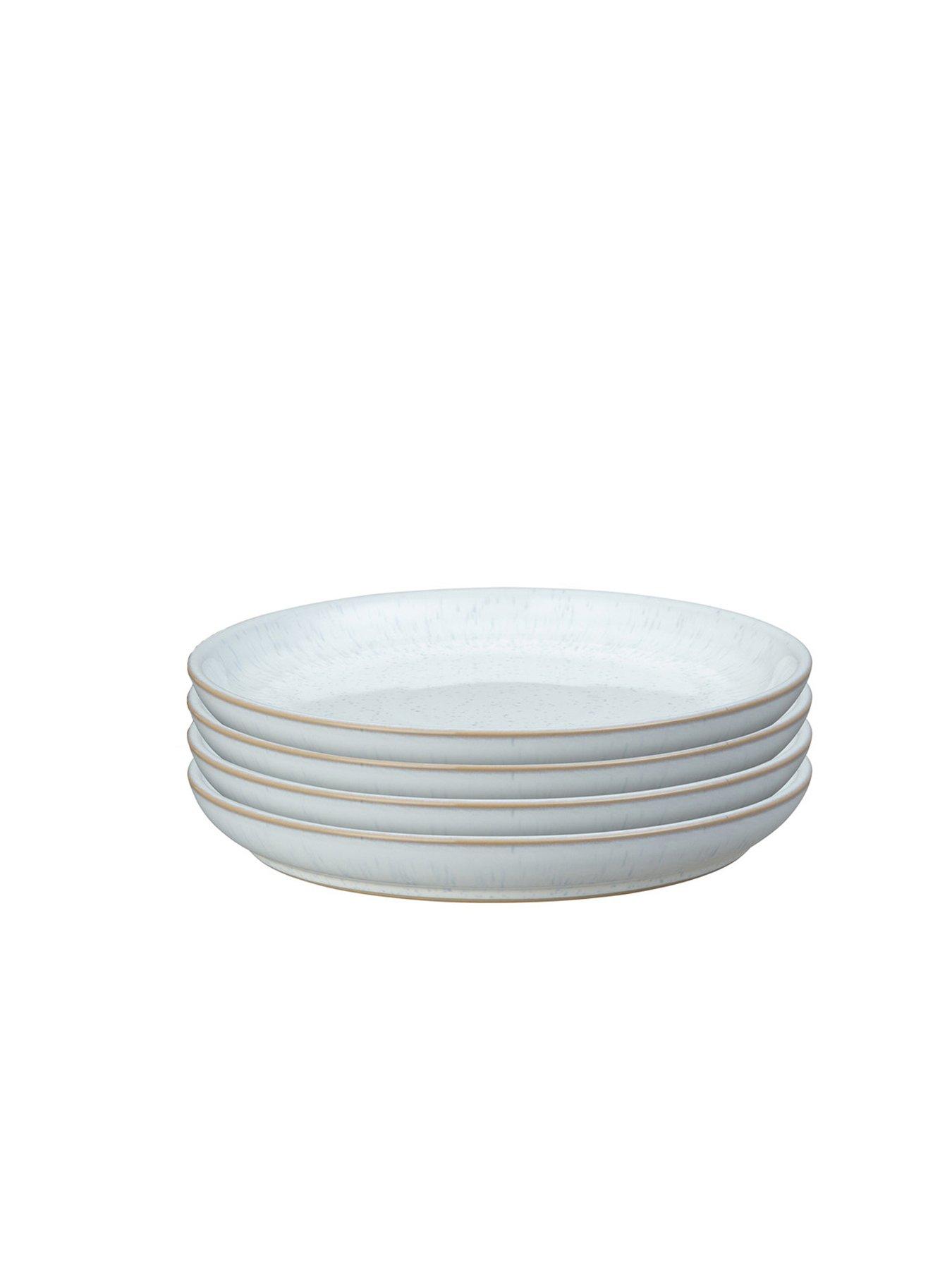  image of denby-white-speckle-set-of-4-coupe-medium-plates