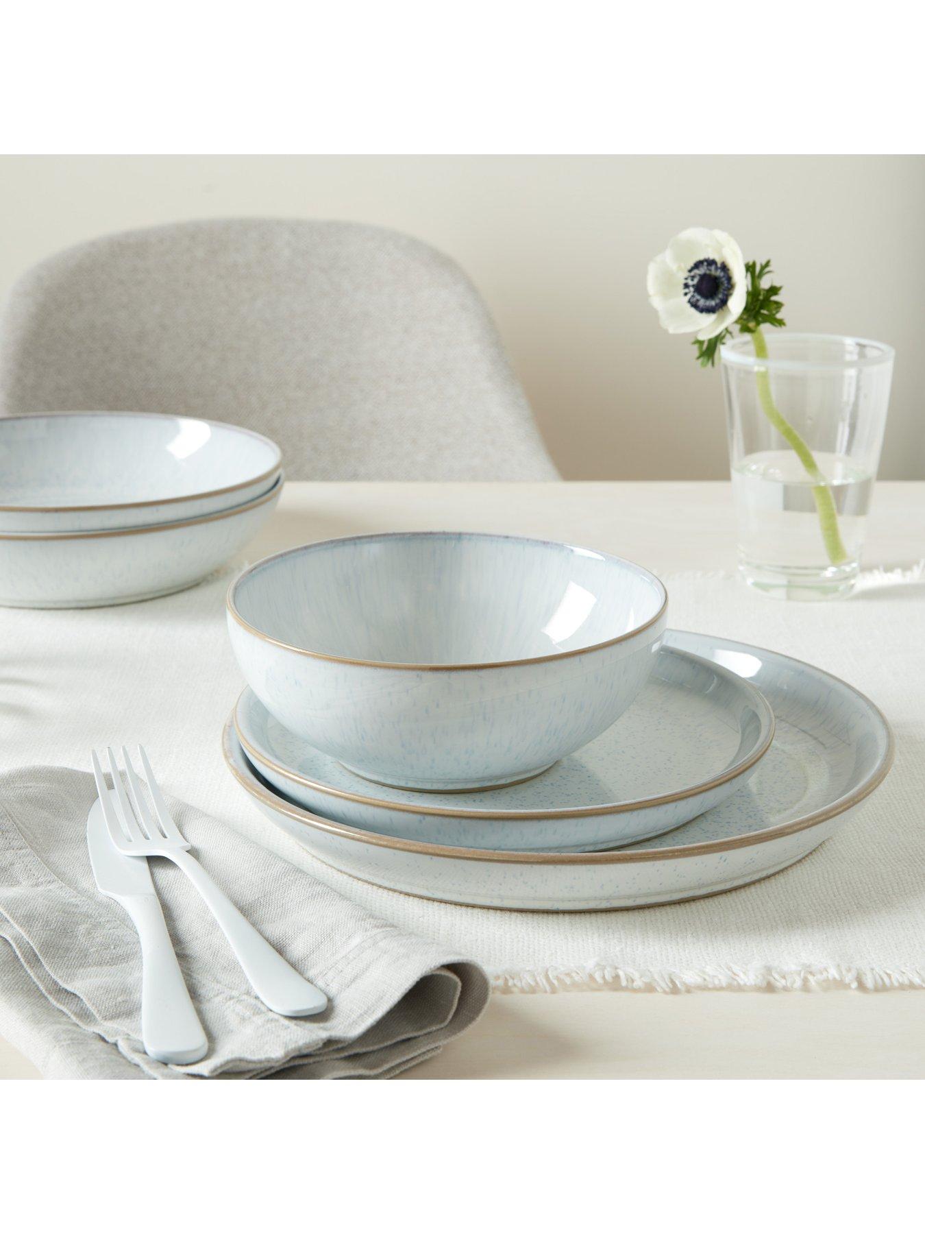  image of denby-white-speckle-set-of-4-coupe-medium-plates