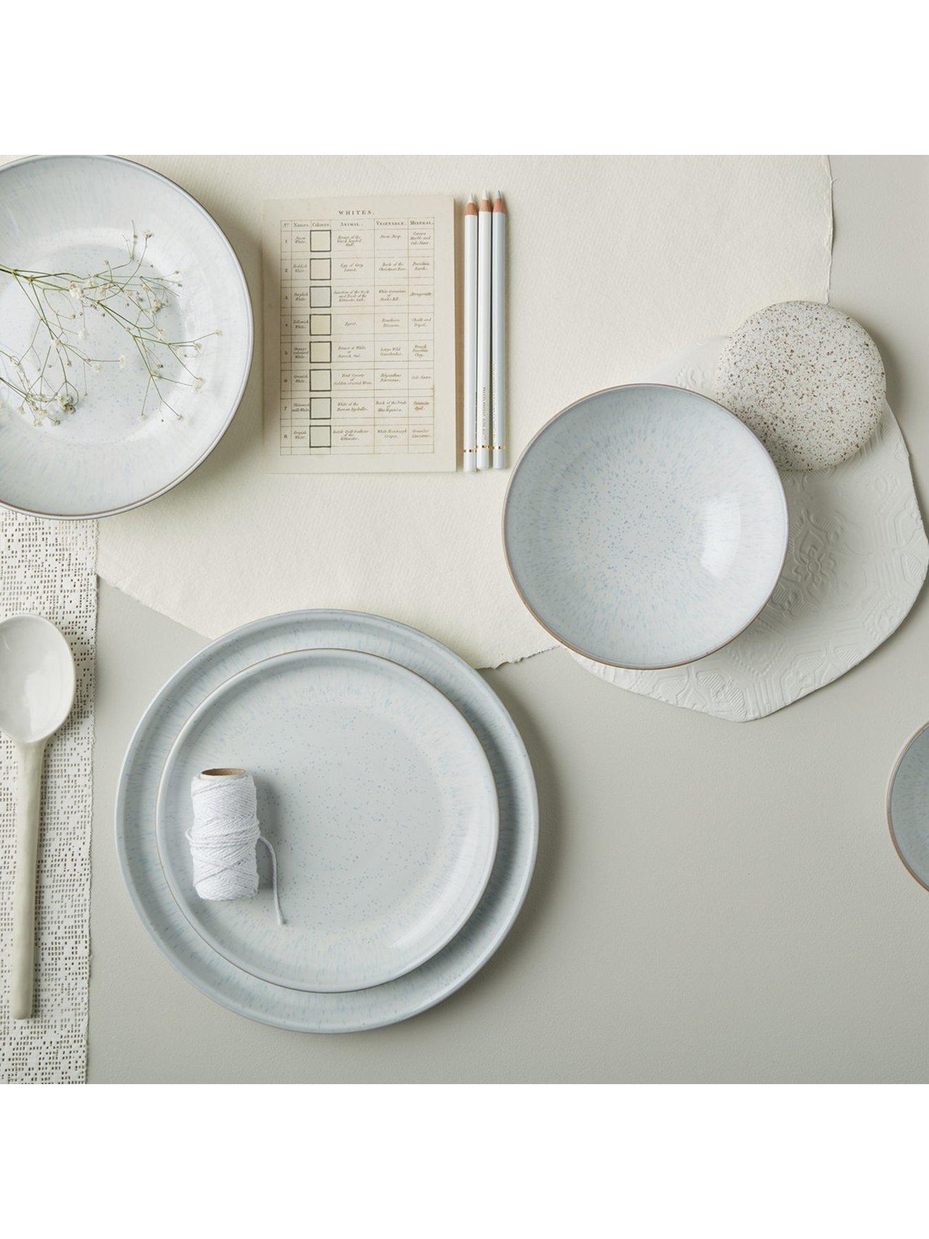  image of denby-white-speckle-set-of-4-coupe-medium-plates