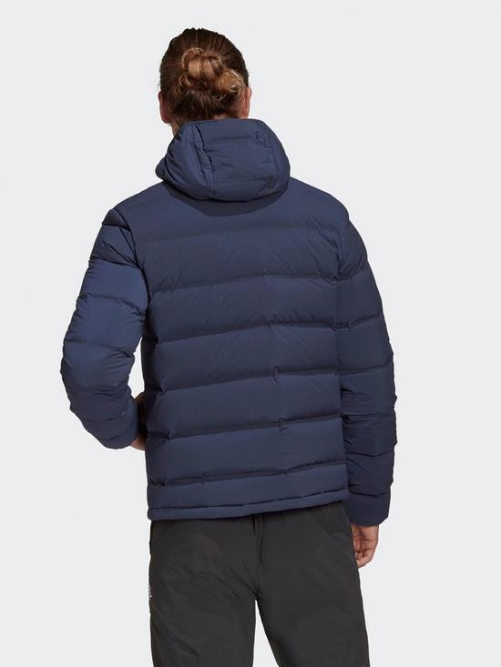 stillFront image of adidas-helionic-stretch-hooded-down-jacket
