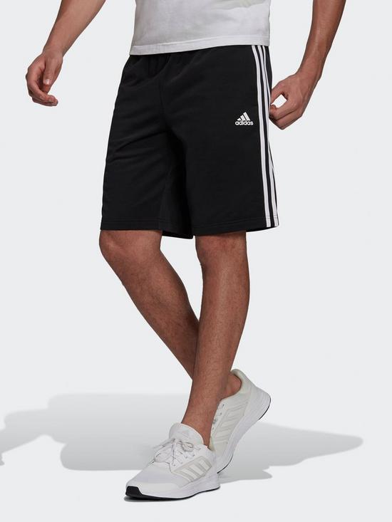 front image of adidas-essentials-warm-up-3-stripes-shorts