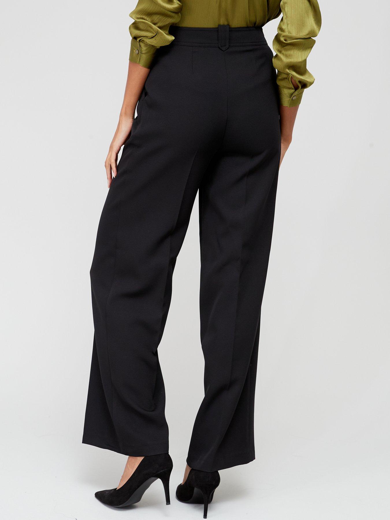 V by Very Button Detail Wide Leg Smart Trousers - Black | littlewoods.com