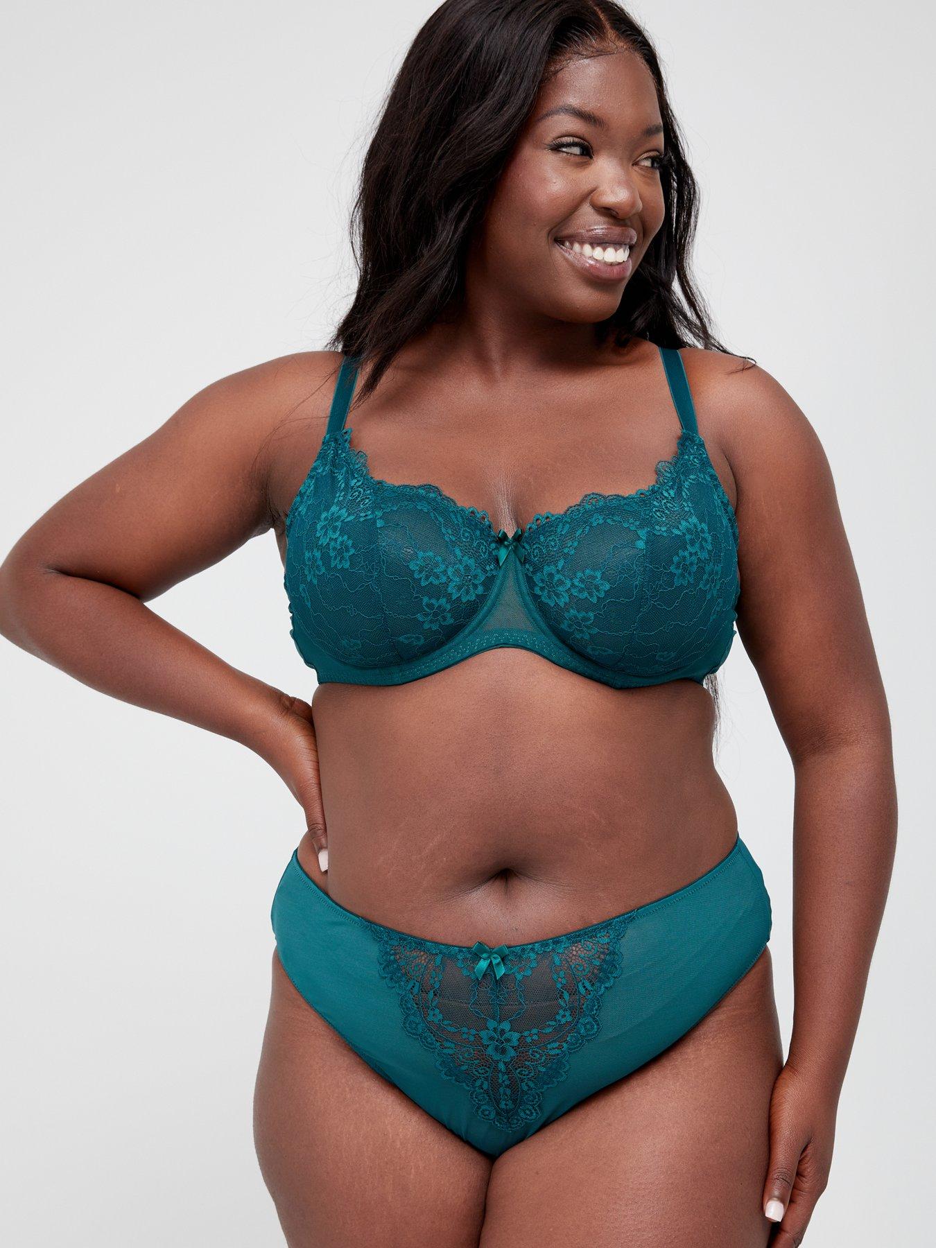  image of ivory-rose-unpadded-lace-cup-balconette-bra-emerald-green