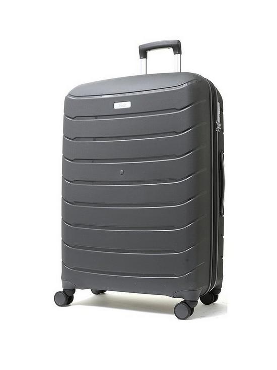 front image of rock-luggage-prime-8-wheel-hardshell-large-suitcase-charcoal