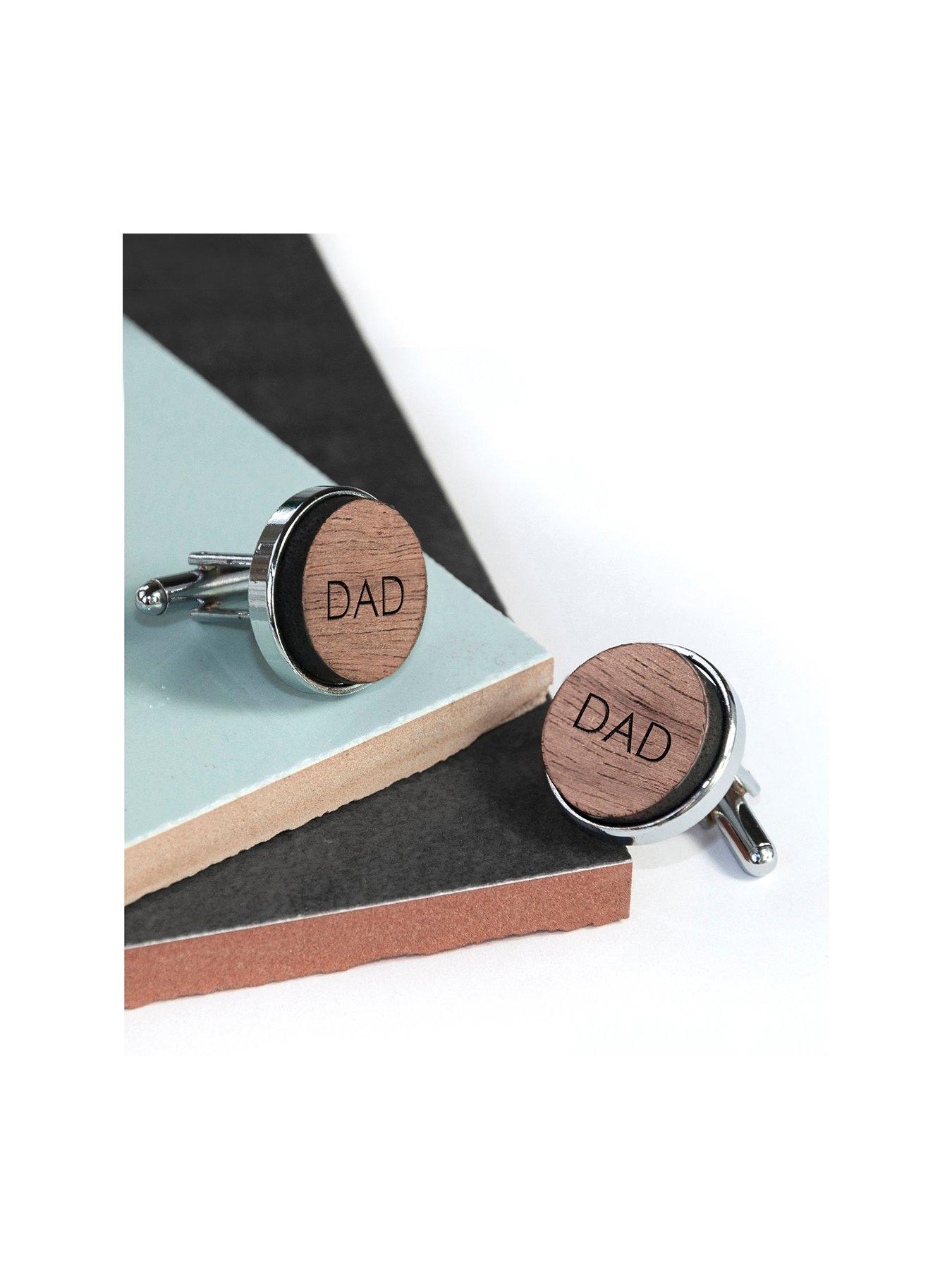 Treat Republic Personalised Engraved Round Walnut Cufflinks
