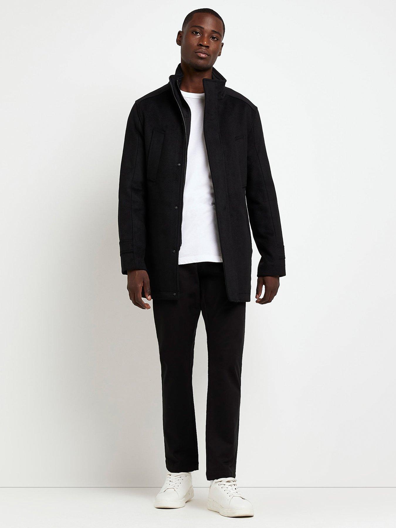 River island sale overcoat in black