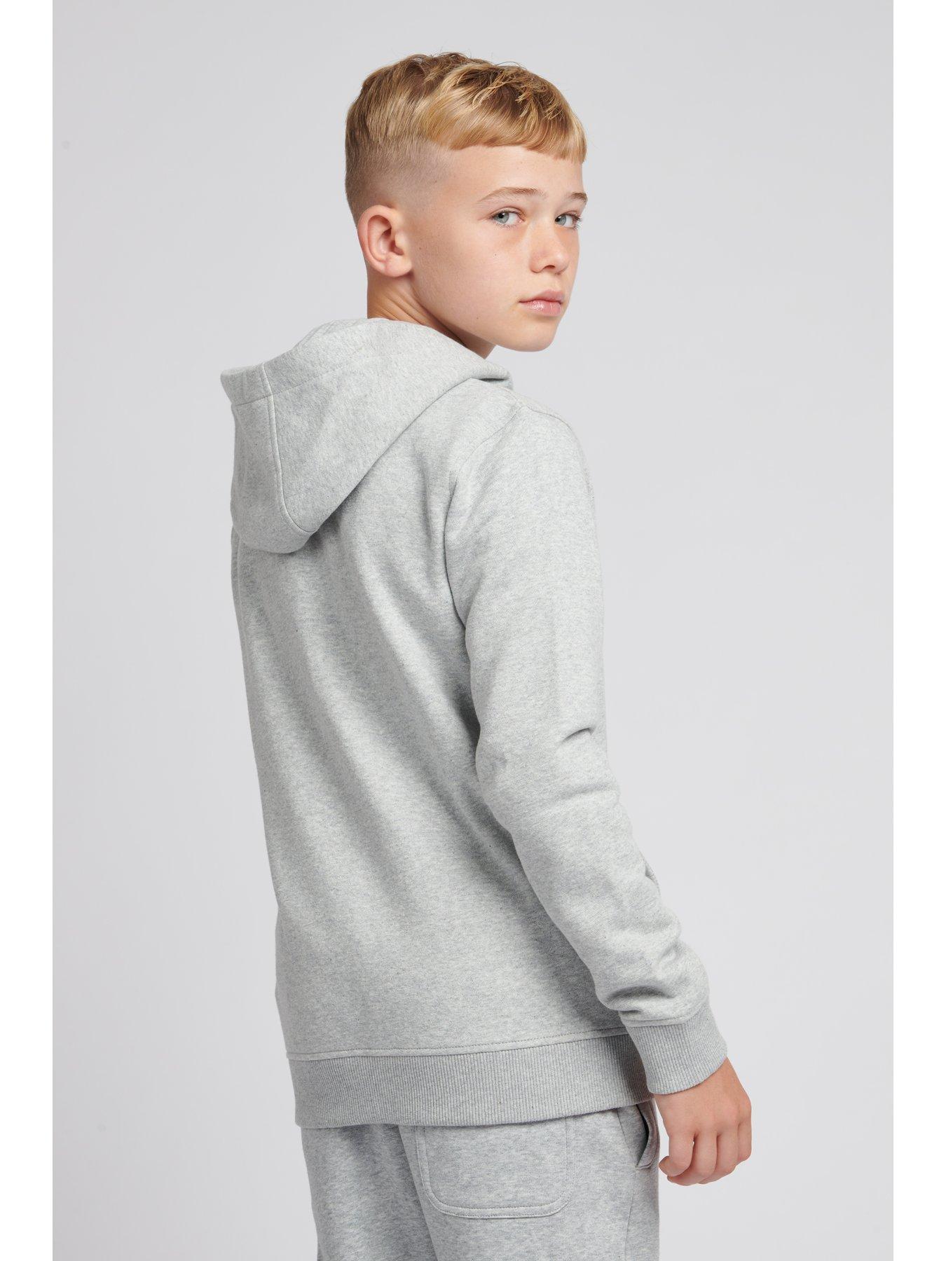 Jack Wills Boys Script Zip Through Hoodie Vintage Grey Marl