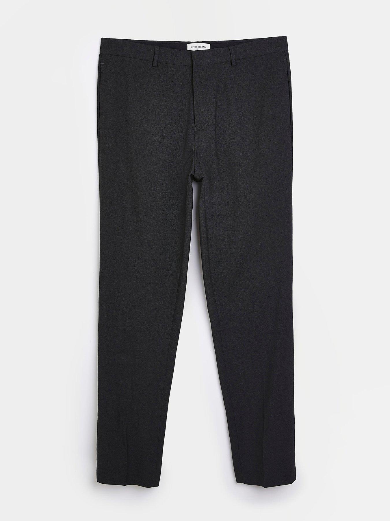 front image of river-island-smart-trouser-sloane-sl-dark-grey