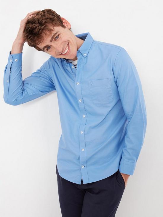 front image of joules-stripe-long-sleeve-oxford-shirt-blue