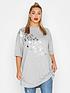  image of yours-light-grey-marl-leopard-foil-oversize-tee-silver