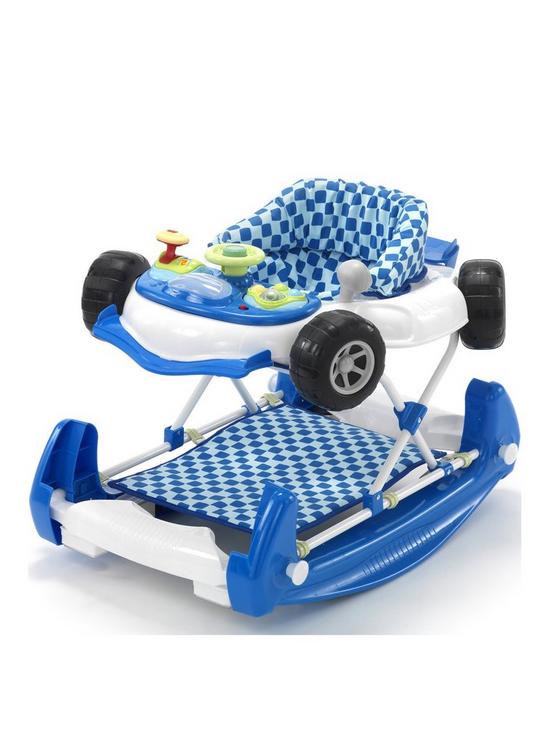 front image of my-child-car-baby-walker-rocker-blue