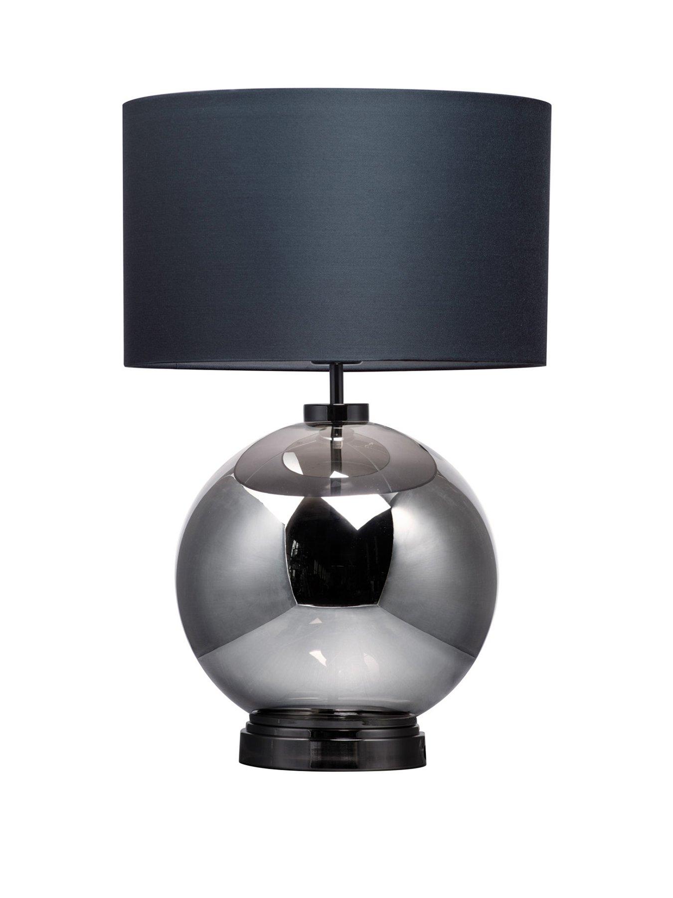  image of bhs-metro-large-glass-table-lamp-blacknbspnickel