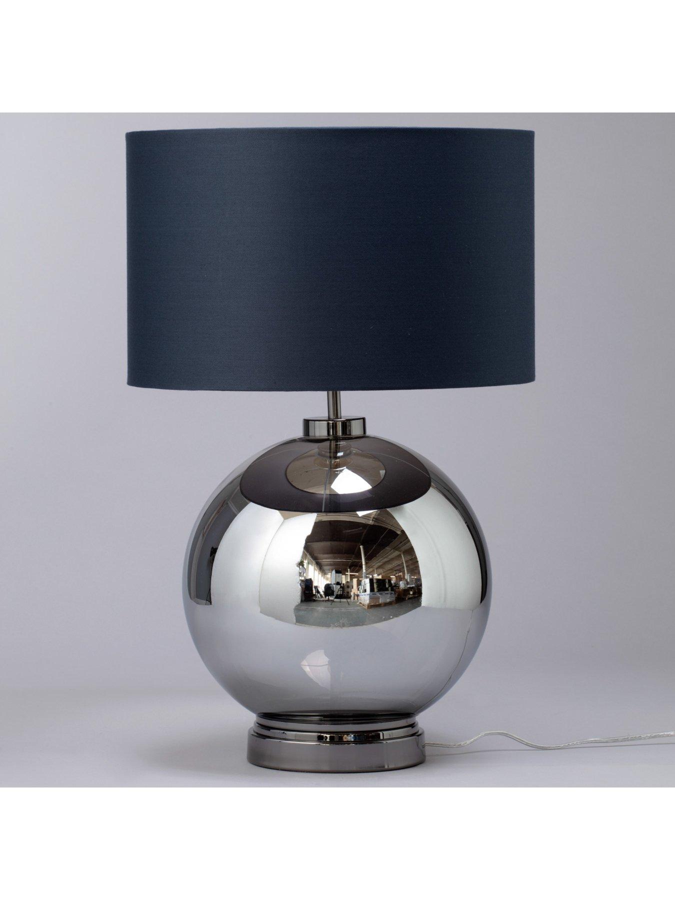  image of bhs-metro-large-glass-table-lamp-blacknbspnickel