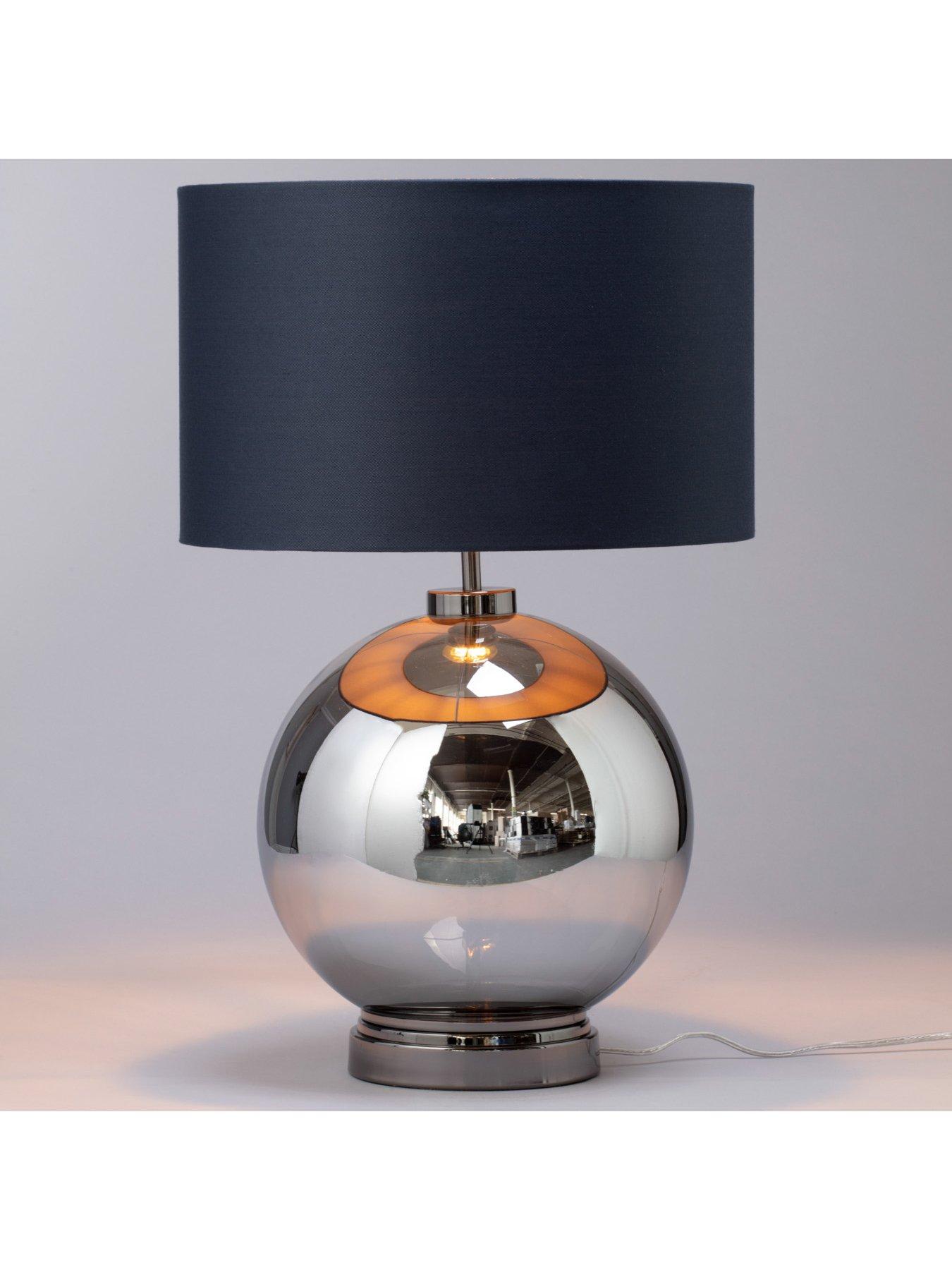  image of bhs-metro-large-glass-table-lamp-blacknbspnickel