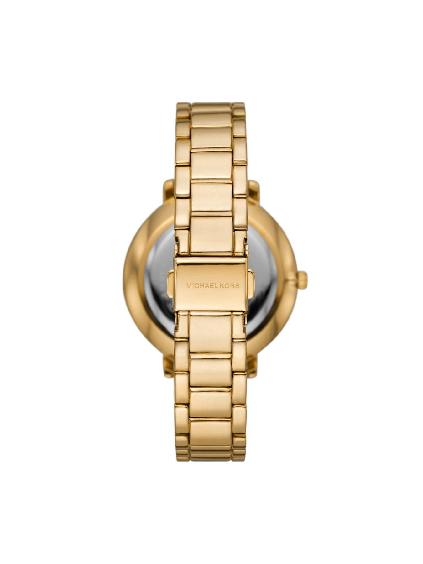  image of michael-kors-pyper-three-hand-gold-tone-alloy-watch