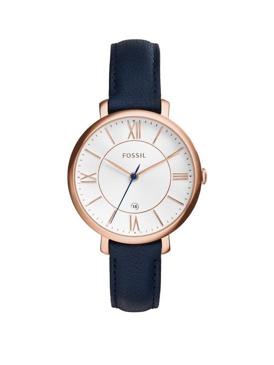 front image of fossil-jacqueline-ladies-watch-genuine-leather
