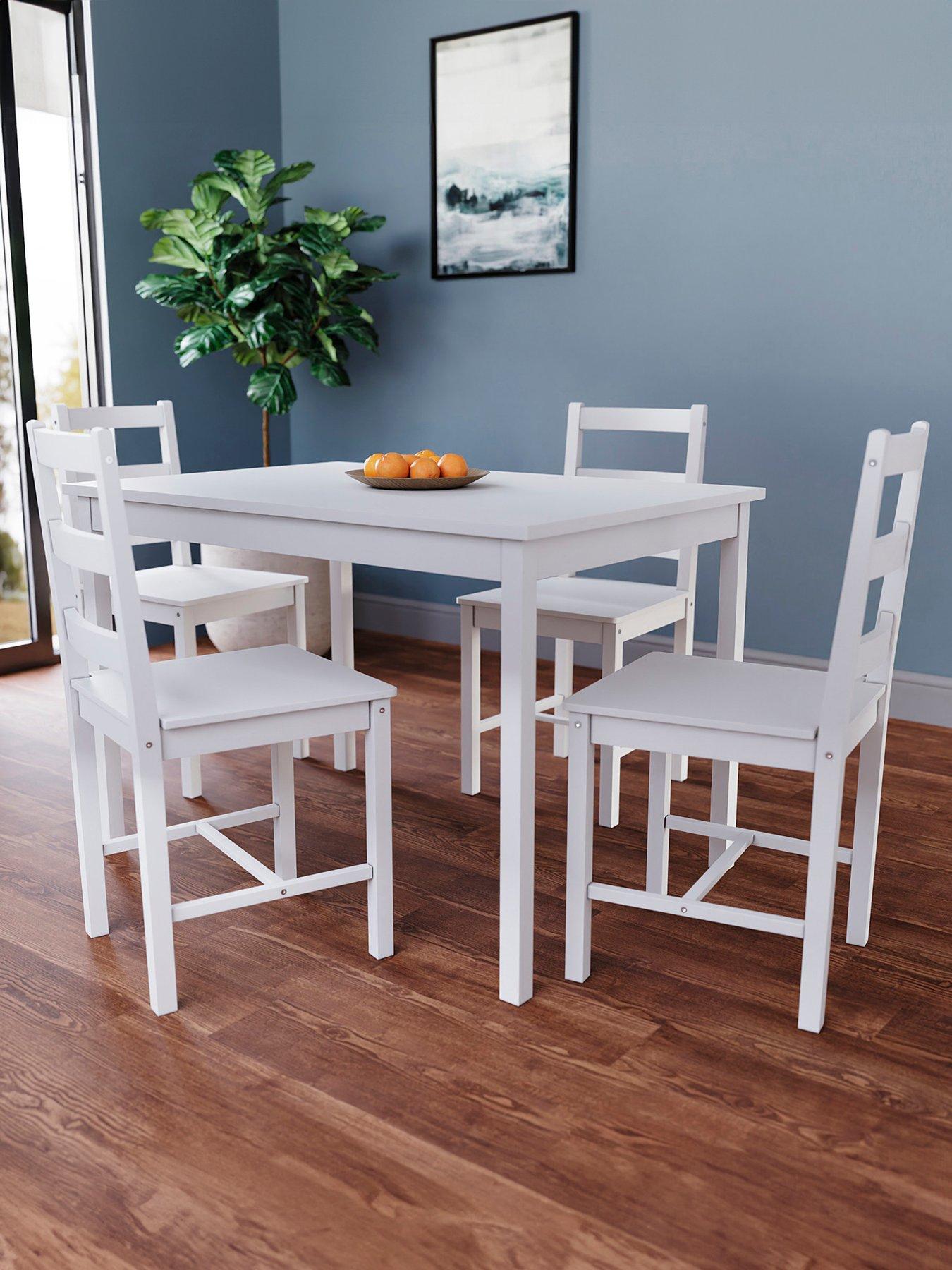 Vida Designs Yorkshire 108 cm Dining Table + 4 Chairs - White