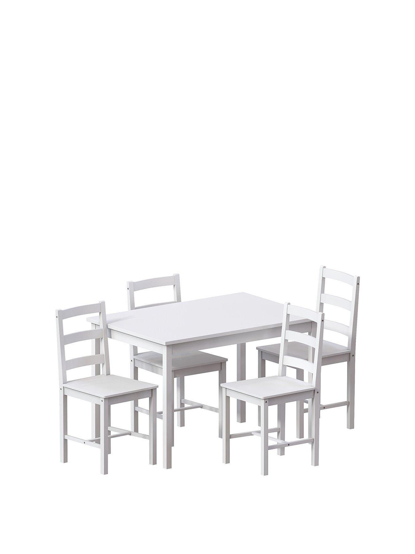 Vida Designs Yorkshire 108 cm Dining Table + 4 Chairs White