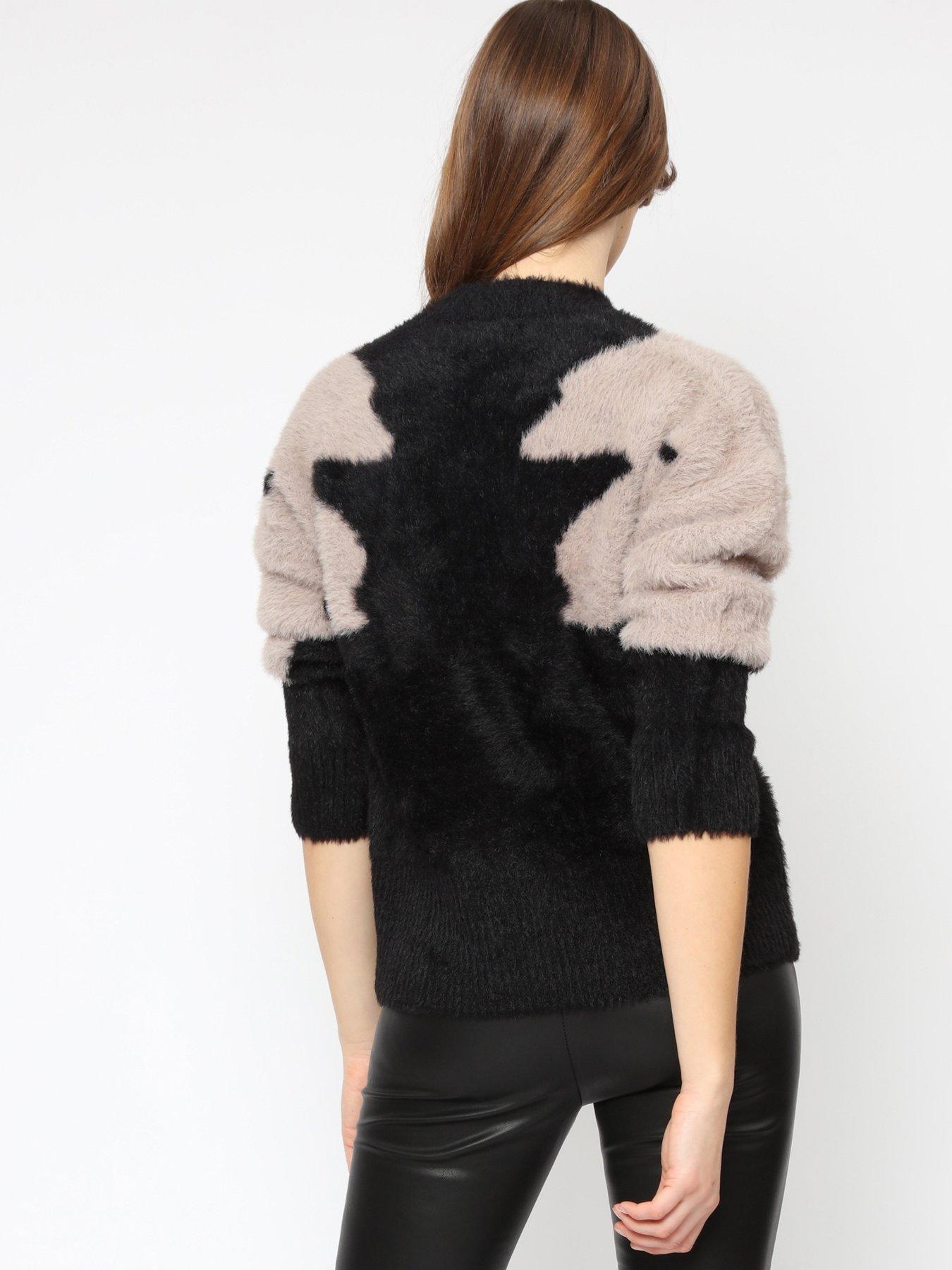 Image 2 of 4 of Religion Feather Yarn Abstract Jumper - Black