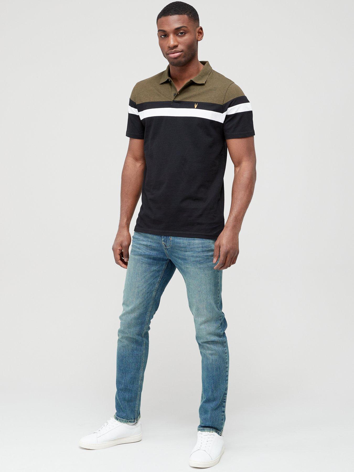  image of very-man-cut-and-sew-polo-shirt-khakiblack